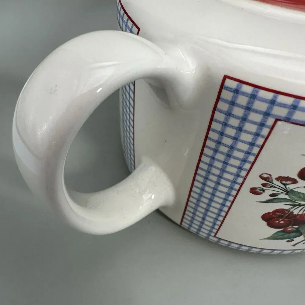 VTG Hawthorne Manor Hallmark Inspired Fruit Gingham Teapot Cottagecore 1990s